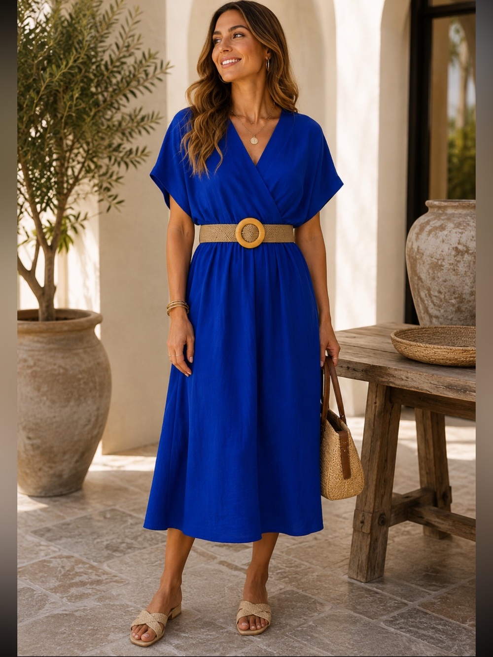 MADE IN ITALY ShopEvelynne Chic Wrap Maxi Dress with Statement Belt